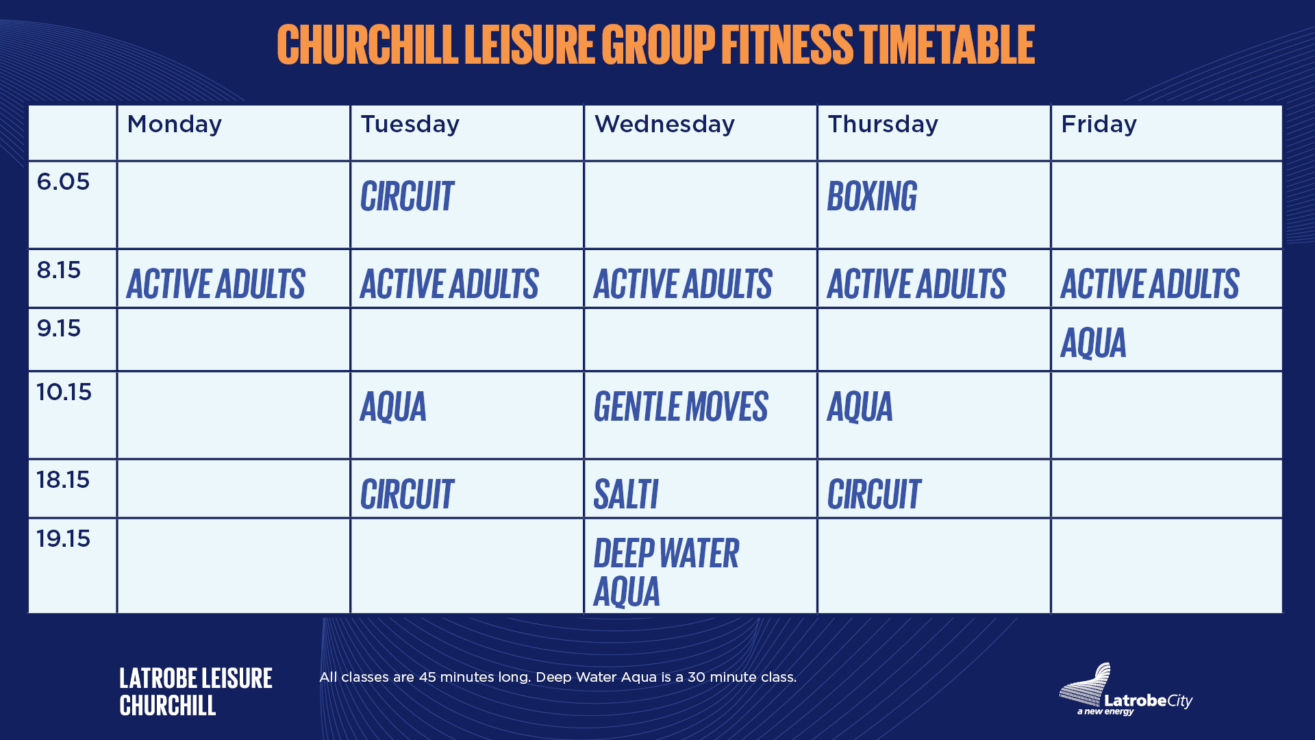 Latrobe Leisure Churchill Group Fitness Timetable