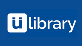 Logo for U Library with white writing on a dark blue background