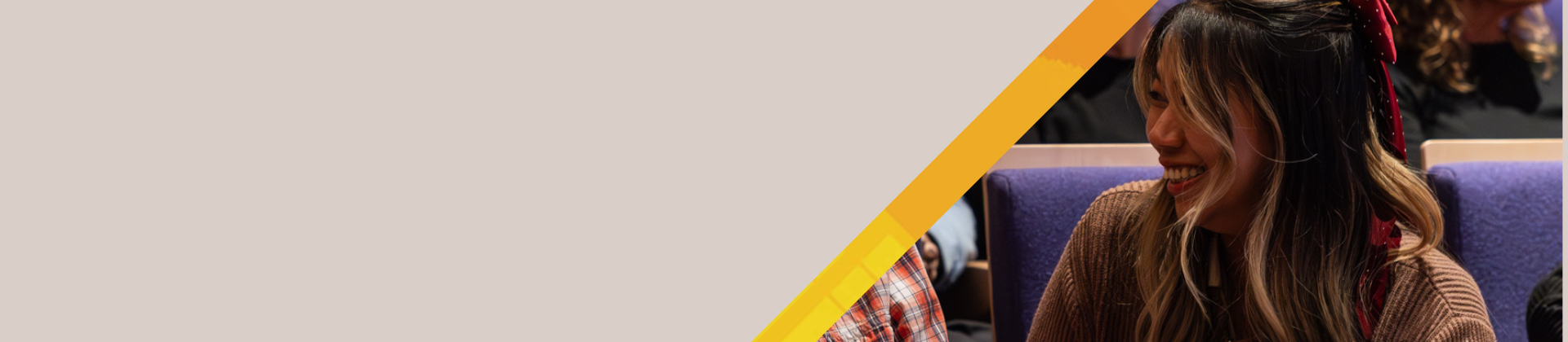 Graphic showing a woman sitting in a theatre enjoying an author talk