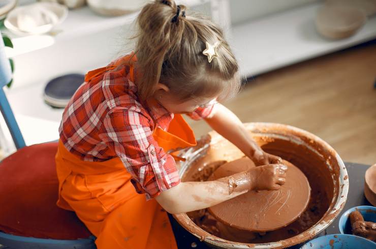 kids play and clay