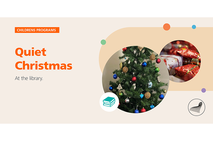 Quiet Christmas graphic with a tree and presents