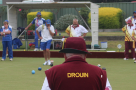 Bowlers on the green competing in the Classic Singles event.