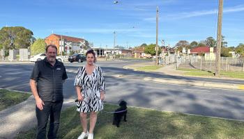Latrobe City Mayor, Councillor Sharon Gibson, and Latrobe City Deputy Mayor, Councillor Dale Harriman at the Lloyd Street and Waterloo Road intersection in Moe